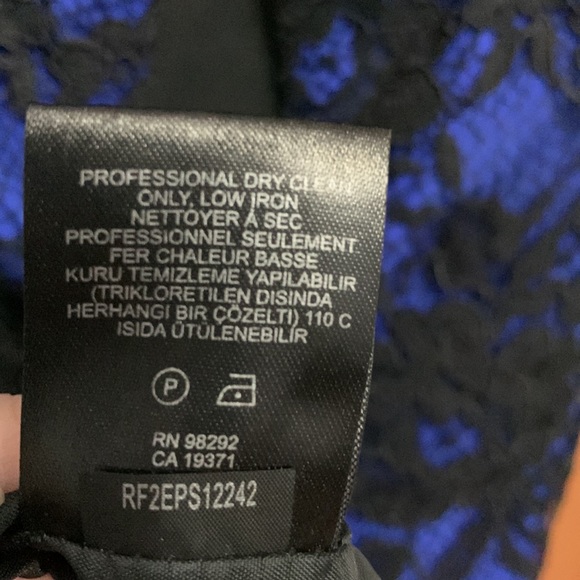 Tibi Lace Overlay Strapless Dress with cobalt lining/black overlay (size 10) - Picture 6 of 7